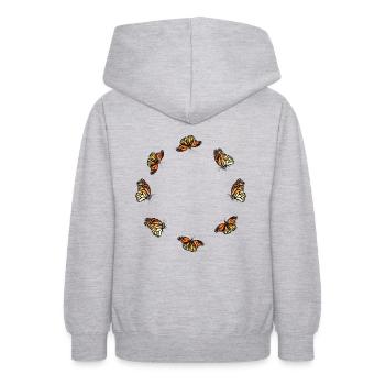Schmetterling - Teenager Hoodie - Hellgrau meliert - Hinten - AI Model Teenager Male dark (155cm)