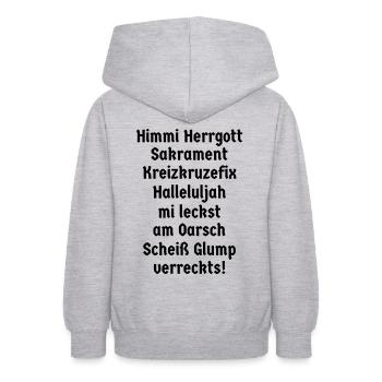 bayerisch fluchen Bayer Bayern Dialekt Kruzefix - Teenager Hoodie - Hellgrau meliert - Hinten - AI Model Teenager Male dark (155cm)