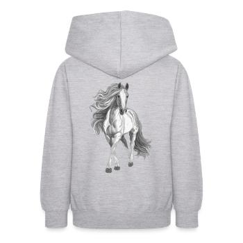 Pferd - Teenager Hoodie - Hellgrau meliert - Hinten - AI Model Teenager Male dark (155cm)