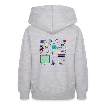 Eldram's Eighties Abstract 01 - Teen Hoodie - light heather grey - Back - AI Model Teenager Male dark (155cm)