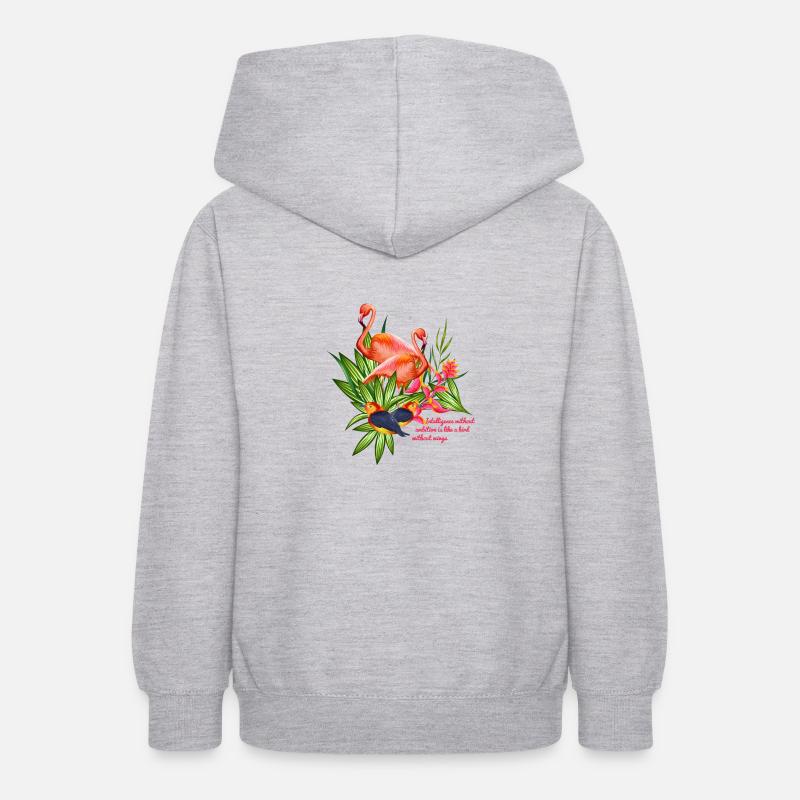 cygne avec qoutes - Sweat à capuche Ado - gris clair chiné