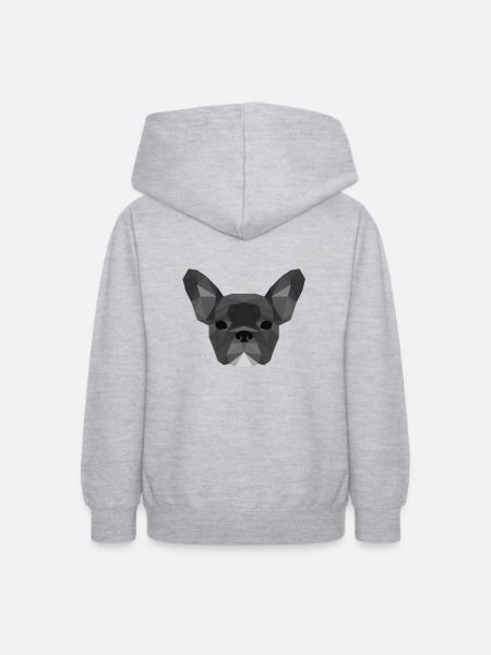 Low Poly Frenchie grey - Teenager Hoodie - Hellgrau meliert