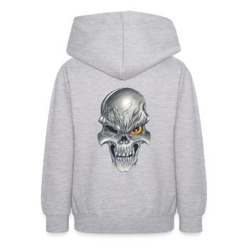 tête de mort hardcore crâne - Sweat à capuche Ado - gris clair chiné - Dos - AI Model Teenager Male dark (155cm)