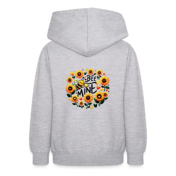 Bee Mine : abeille lunatique et fleurs ludiques - Sweat à capuche Ado - gris clair chiné - Dos - AI Model Teenager Male dark (155cm)