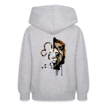 Zodiaque Lion savane afrique - Sweat à capuche Ado - gris clair chiné - Dos - AI Model Teenager Male dark (155cm)