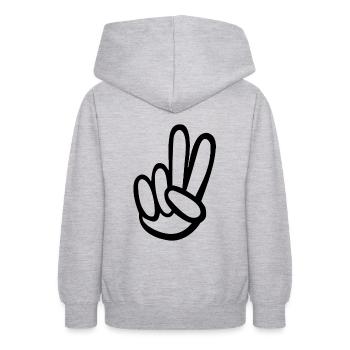 Peace black handzeichen worldwide - Teenager Hoodie - Hellgrau meliert - Hinten - AI Model Teenager Male dark (155cm)