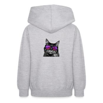 Cat sunglasses kitten city gift idea - Teen Hoodie - light heather grey - Back - AI Model Teenager Male dark (155cm)