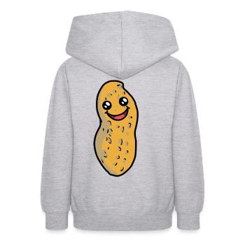 cacahuète amicale sympathique belle émotion - Sweat à capuche Ado - gris clair chiné - Dos - AI Model Teenager Male dark (155cm)