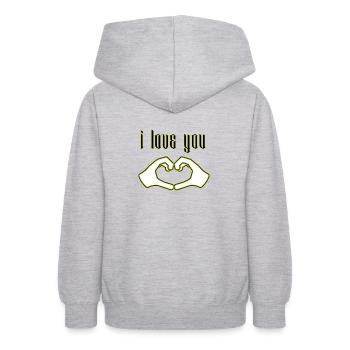 I love you - Teenager Hoodie - Hellgrau meliert - Hinten - AI Model Teenager Male dark (155cm)