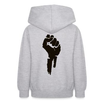 Protest and Revolution. Unite. - Teen Hoodie - light heather grey - Back - AI Model Teenager Male dark (155cm)