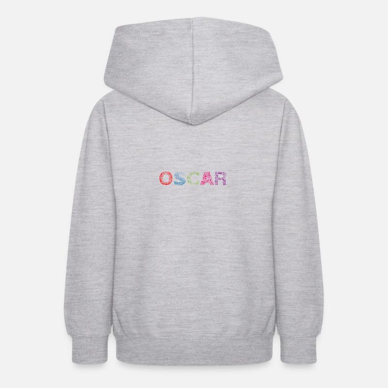 Nom de la lettre Oscar - Sweat à capuche Ado - gris clair chiné