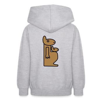 Känguru | Mutter & Kind | Schwangerschaft | Baby - Teenager Hoodie - Hellgrau meliert - Hinten - AI Model Teenager Male dark (155cm)