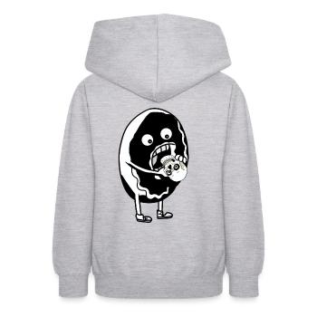 DONUT HORROR DARK GRUFTI GOTHIC SKULL DARK - Teenager Hoodie - Hellgrau meliert - Hinten - AI Model Teenager Male dark (155cm)