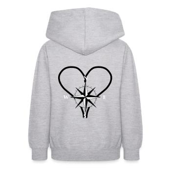 Windrose Kompass Expedition Outdoor Reise Richtung - Teenager Hoodie - Hellgrau meliert - Hinten - AI Model Teenager Male dark (155cm)