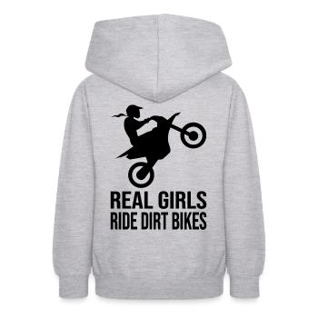 Girls Ride Dirt Bikes Motocross Wheelie Biker-Girl - Teenager Hoodie - Hellgrau meliert - Hinten - AI Model Teenager Male dark (155cm)