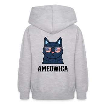 Ameowica Cat Mom Cat Lovers Cat Girlfriend Funny - Teen Hoodie - light heather grey - Back - AI Model Teenager Male dark (155cm)