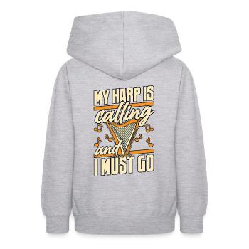 My Harp Is Calling Konzertharfe Harfenmusik - Teenager Hoodie - Hellgrau meliert - Hinten - AI Model Teenager Male dark (155cm)