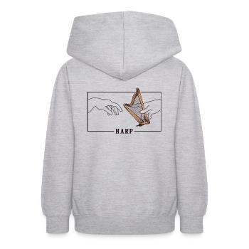 Michelangelo Creation of Adam Harp Harfenmusik - Teenager Hoodie - Hellgrau meliert - Hinten - AI Model Teenager Male dark (155cm)