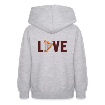 Love Harfe Konzertharfe Harfenmusik Harfenspieler - Teenager Hoodie - Hellgrau meliert - Hinten - AI Model Teenager Male dark (155cm)