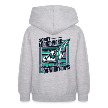 Je ne travaille pas les jours venteux Sports nautiques Surfeur - Sweat à capuche Ado - gris clair chiné - Dos - AI Model Teenager Male dark (155cm)