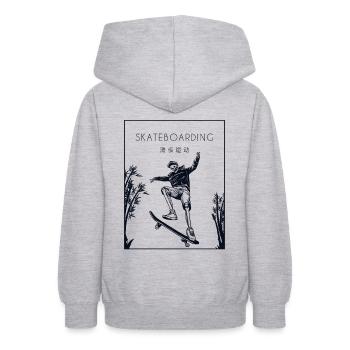 Skateboarding Chinese Hanzi Skatepark Skatergirl - Teenager Hoodie - Hellgrau meliert - Hinten - AI Model Teenager Male dark (155cm)