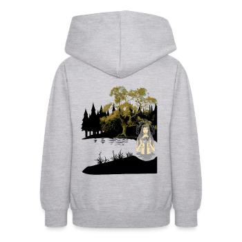 Girl Sensual Nature Water Spirit Fable Fantasy - Teen Hoodie - light heather grey - Back - AI Model Teenager Male dark (155cm)