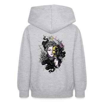 Dark Fantasy Magique Magie Conte de Fée Horreur - Sweat à capuche Ado - gris clair chiné - Dos - AI Model Teenager Male dark (155cm)