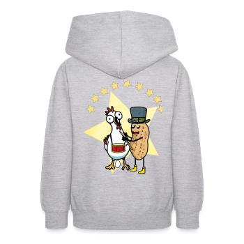 Poulet aux arachides Apprivoiser Domteur Zirhus Egg Drum - Sweat à capuche Ado - gris clair chiné - Dos - AI Model Teenager Male dark (155cm)