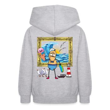 Erdnuss witzig Urlaubsreif Pleite Zuhause Ferien - Teenager Hoodie - Hellgrau meliert - Hinten - AI Model Teenager Male dark (155cm)
