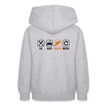 Eat Sleep Beavers Repeat Castor Canadensis - Teen Hoodie - light heather grey - Back - AI Model Teenager Male dark (155cm)
