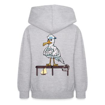 maritim Möwen Möwe Seefahrer Segelschiff Ahoi - Teenager Hoodie - Hellgrau meliert - Hinten - AI Model Teenager Male dark (155cm)