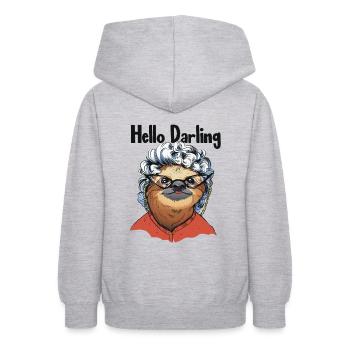 Bonjour Darling Folivora Pilosa à gorge brune - Sweat à capuche Ado - gris clair chiné - Dos - AI Model Teenager Male dark (155cm)