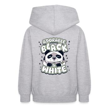 Adorable Black And White Panda Bear Friend Lover - Teen Hoodie - light heather grey - Back - AI Model Teenager Male dark (155cm)