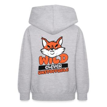 Wild Clever Inarrêtable Renard roux Canidae Caninae - Sweat à capuche Ado - gris clair chiné - Dos - AI Model Teenager Male dark (155cm)