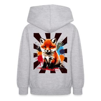 Fuchs Füchse Kinder Kind - Teenager Hoodie - Hellgrau meliert - Hinten - AI Model Teenager Male dark (155cm)
