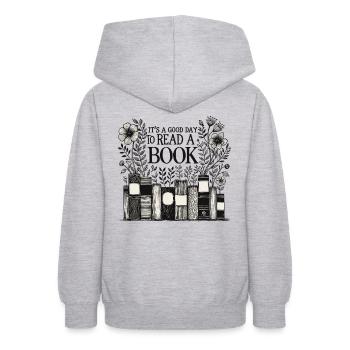 Bücherwurm Lustiger Buch Spruch Florales - Teenager Hoodie - Hellgrau meliert - Hinten - AI Model Teenager Male dark (155cm)