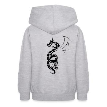 Dragon tribal - Sweat à capuche Ado - gris clair chiné - Dos - AI Model Teenager Male dark (155cm)