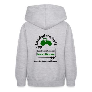 Landwirtschaft kann Dumme Menschen nicht Heilen... - Teenager Hoodie - Hellgrau meliert - Hinten - AI Model Teenager Male dark (155cm)