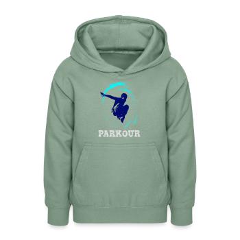 Parkour - Teenager Hoodie - Graugrün - Vorne - AI Model Teenager Male dark (155cm)