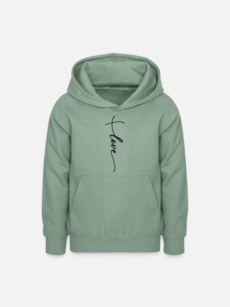 Love Kreuz Schreibschrift - Teenager Hoodie - Graugrün