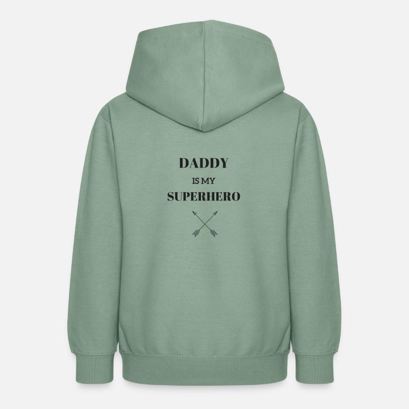 DADDY EST MON SUPERHERO / FLÈCHE - Sweat à capuche Ado - vert-de-gris