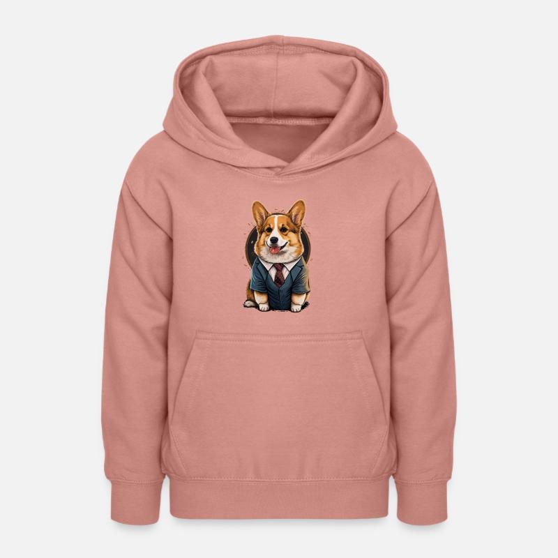 Chien Corgi espiègle - Sweat à capuche Ado - rose poudré
