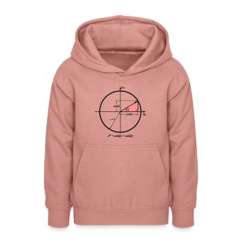 Formule eulere en cercle unique - Sweat à capuche Ado - rose poudré - Devant - AI Model Teenager Male dark (155cm)