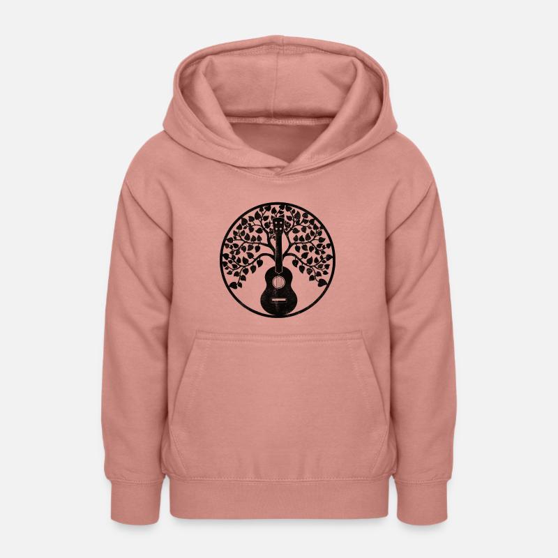 Ukulélé arbre mandala noir - Sweat à capuche Ado - rose poudré