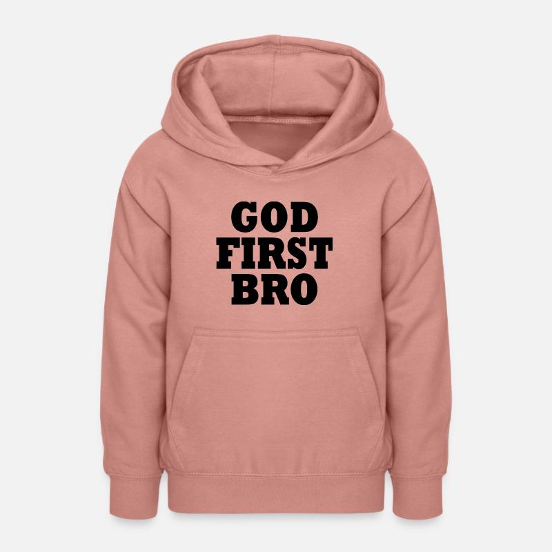 God first bro - Sweat à capuche Ado - rose poudré