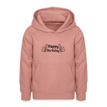 Anniversaire Pouce levé - Sweat à capuche Ado - rose poudré - Devant - AI Model Teenager Male dark (155cm)