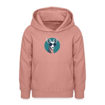 Goat with sunglasses, horned mammal, goat - Teen Hoodie - dusky rose - Front - AI Model Teenager Male dark (155cm)