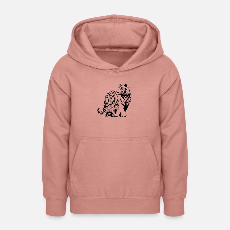 Famille de petits tigres - Sweat à capuche Ado - rose poudré