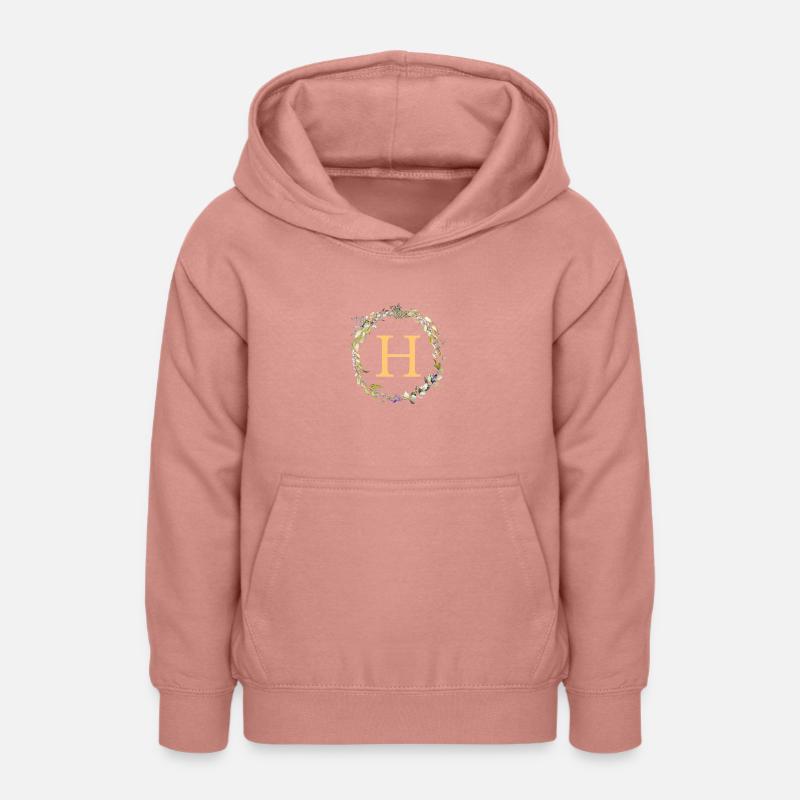 H Monogramme Couronne d’Eucalyptus - Sweat à capuche Ado - rose poudré