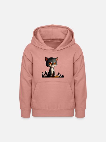 Halloween-Katze - Böse Katze Karikatur - Teenager Hoodie - Altrosa